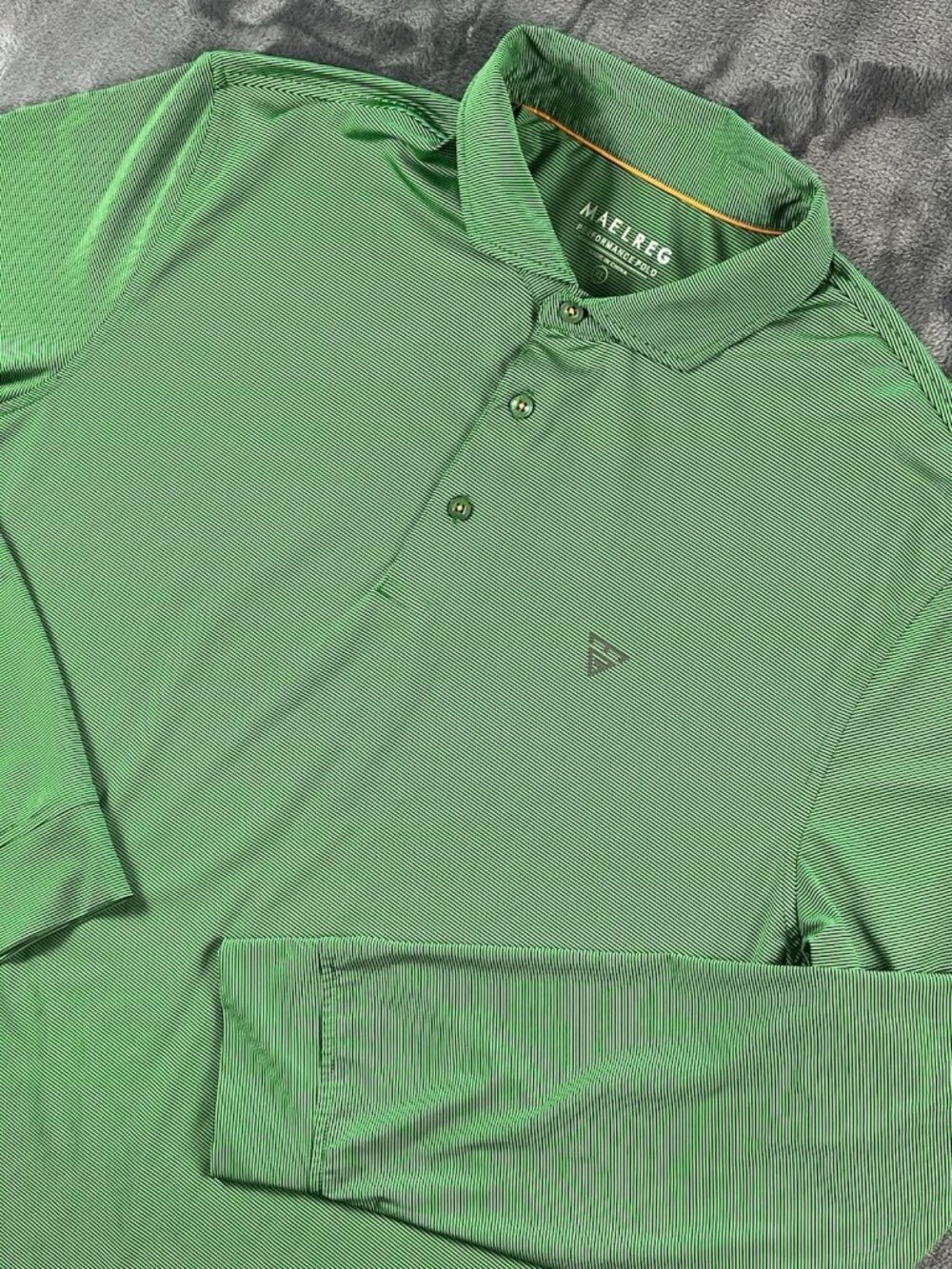 Maelreg Long Sleeve Performance Polo Shirt Green Men's XL Stretch Long Sleeve